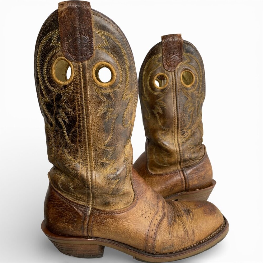 Double H Jase Brown Leather Soft  Square Toe Western Boots USA Made Men's 8.5 D